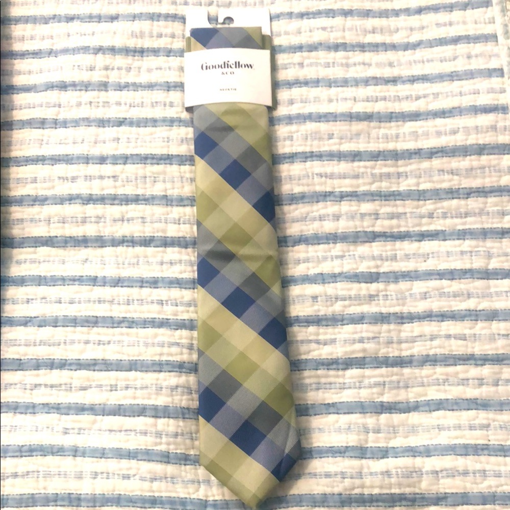 Goodfellow & Co Men's Blue & Green Plaid Tie
